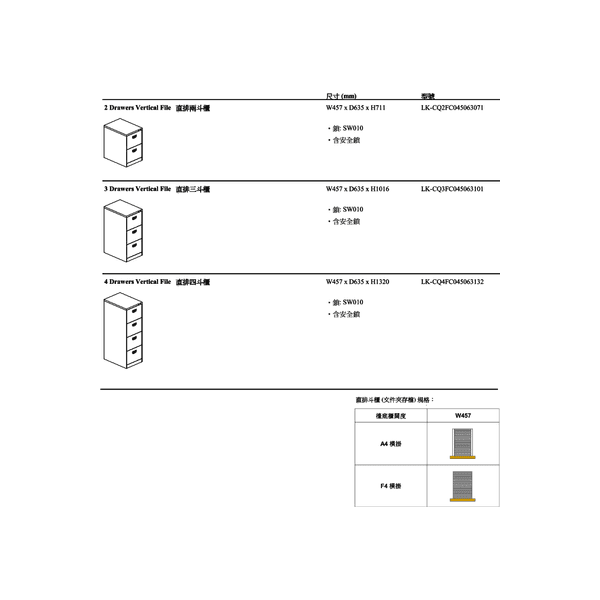 金屬製直排斗櫃 Drawers Vertical File cabinet - Brilliant Space Office Furniture Limited