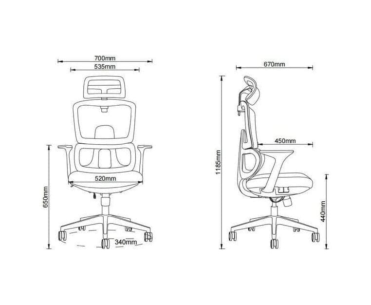 BSJ-Q2202 行政網椅配3D升降扶手/頭枕