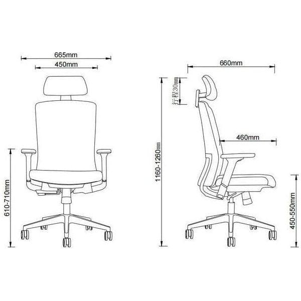 BSJ-62220A 布/皮背椅配升降扶手連頭枕 - Brilliant Space Office Furniture Limited