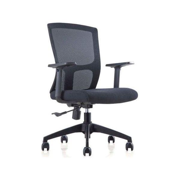 Modern office chair with ergonomic design, padded seat, and adjustable features in sleek material. 現代辦公椅，人體工學設計，帶有軟墊座椅和可調節功能，時尚優質材質。