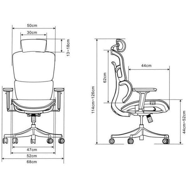 BSJ-5235-3 高背黑框網背椅配升降扶手/頭枕 - Brilliant Space Office Furniture Limited