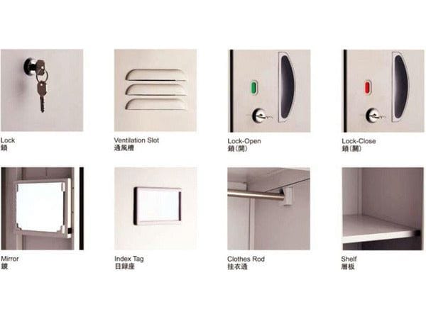 直身單門儲物櫃 - Single Compartment Full high (with shelf, mirrors and clothes rods)