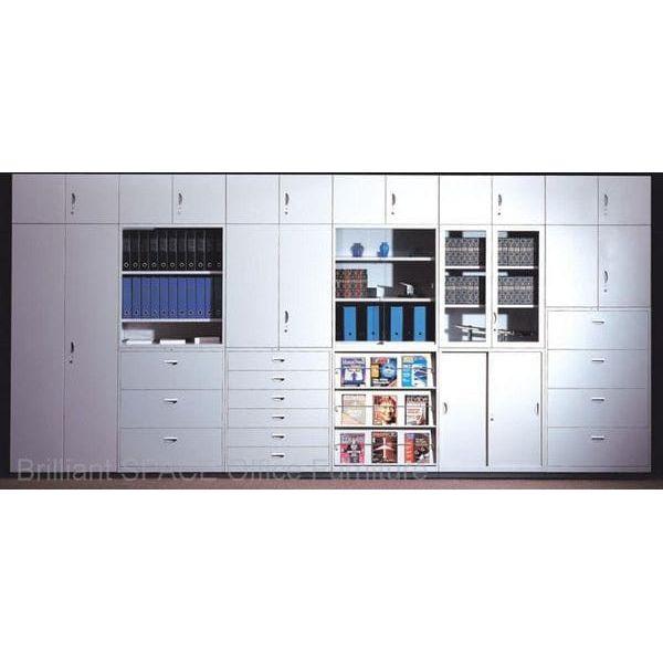 鐵框玻璃雙掩門柜(上層用) Double Swing Glass Door Cabinet(Glass/Upper) - Brilliant Space Office Furniture Limited