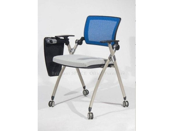 BSJ-L0201多功能網背椅配寫字板扶手帶輪(噴粉)